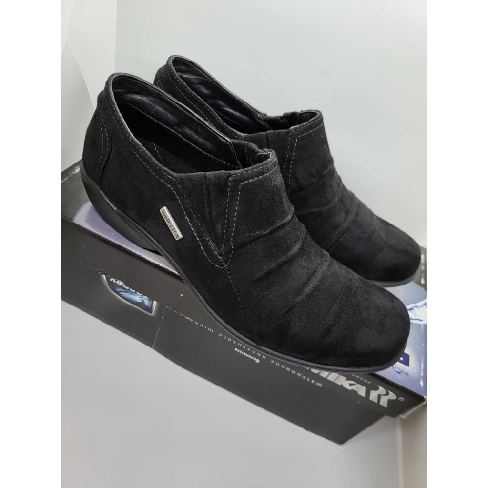 Romika Loafer Shoes Women's Size 6 Black‎ Suede Comfort Waterproof Wedge Slip On